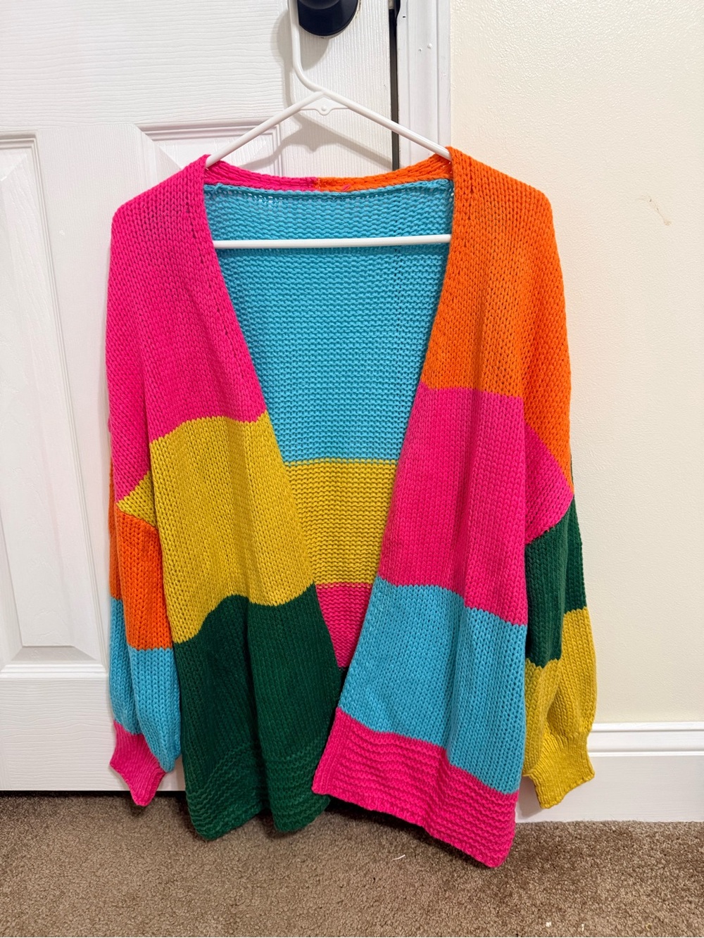 Vibrant Multi-Color Open Front Women's Cardigan Sweater